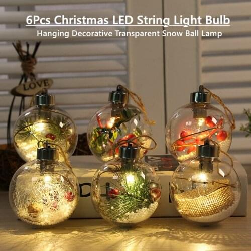 6Pcs Creative Christmas Transparent LED String Light Bulb Home Hanging Decoration Lamp Night Light