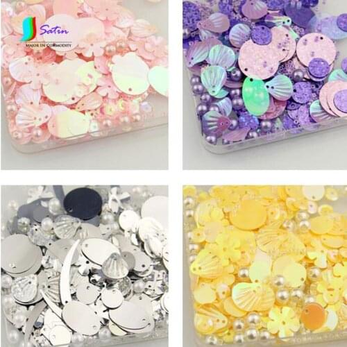 Handmade DIY Sewing Material Package Sequins Rice Beads Imitation Pearl Blessing Bag Multicolor Mix Beaded Wedding Dress S487P