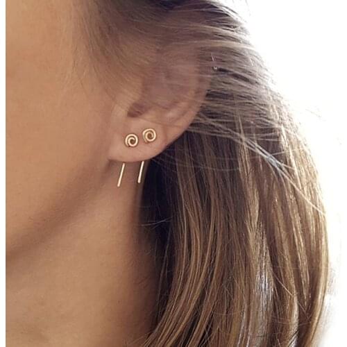 925 Silver Piercing Earrings Gold Filled Jewelry Handmade Vintage Spiral Brincos Jewelry Pendientes Oorbellen Earrings For Women