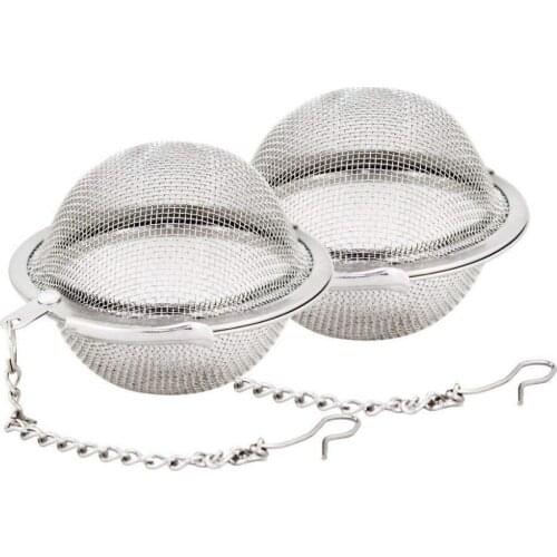 2Pcs/Lot Stainless Steel 2 Inch Mesh Tea Ball Infuser Tea Strainer Filter with Hook Tea Mesh Ball Filter Tea Infuser