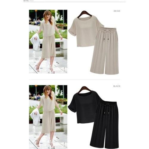 Chiffon T-shirt wide-leg trouser suit