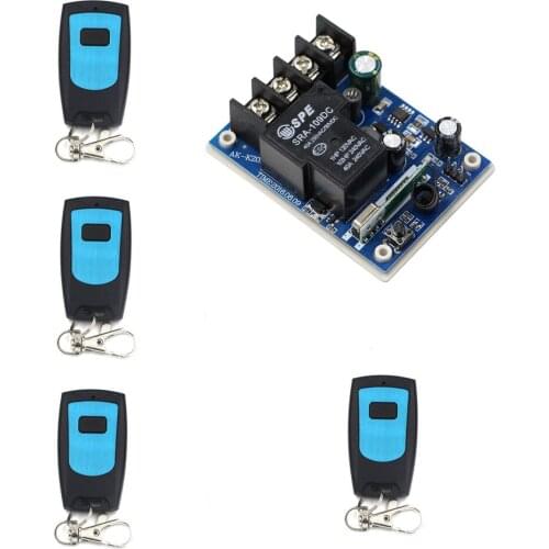 Wide Voltage DC 12V 24V 36V 48V 30A 1 CH RF Wireless Remote Control Switch 1pcs Receiver & 4pcs Transmitter For Light Led Lamp