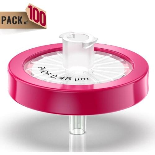 Syringe Filters,PVDF Membrane 0.45μm Pore Size,25mm Diameter,100 Pcs by Ks-Tek