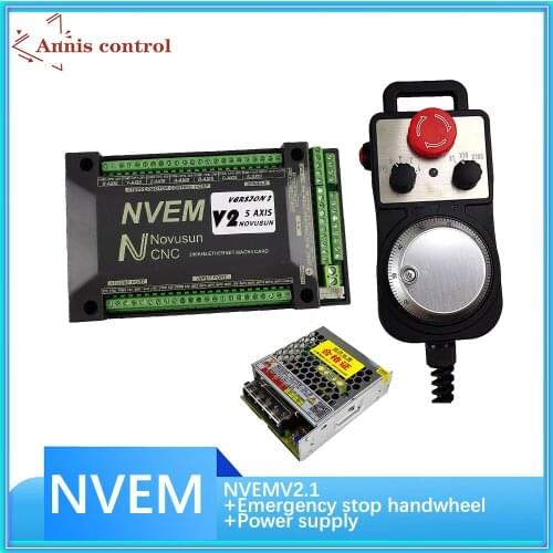 Cnc kit mach3 control card NVEM V2.1 200K 3 4 5 6axis motion control system 6-axis emergency stop electronic handwheel DC 75W24V