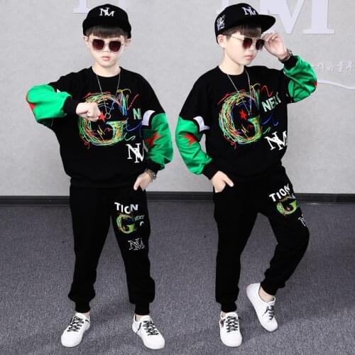 For 6 8 10 12 14 Yrs Kids Boys Clothing Set Spring Autumn Kids Clothes Set Boys Sports Suit Children Student Hip Hop Streetwear
