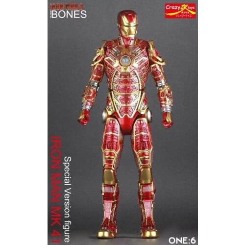 Crazy Toys Marvel Avengers Ironman Iron Man 3 MK41 Retro Armor Version PVC Collectible Figure Model Toys 12" 30cm