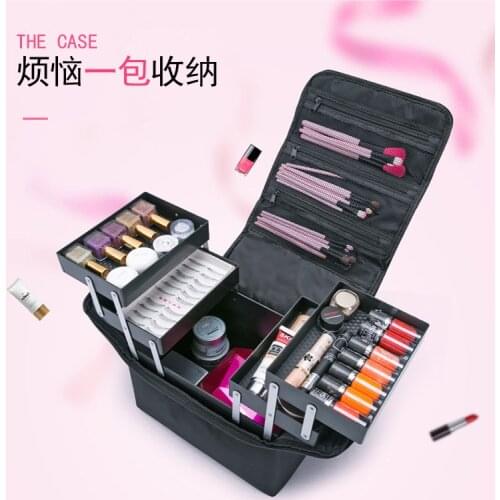 Make up bag hand-held large capacity multi-layer manicure hairdressing embroidery tool kit cosmetics storage case toiletry bag