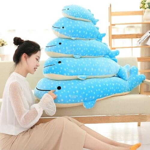 60cm 90cm Super soft short plush blue color whale plush toy pillow doll birthday gift