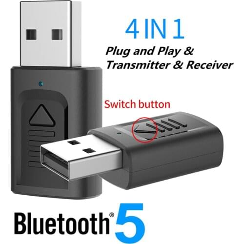 USB Bluetooth 5.0 Audio Receiver Transmitter 4 in 1 Mini 3.5mm Jack AUX USB Stereo Music Wireless Adapter For Car