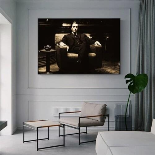 Godfather Al Pacino Vintage Movie Wall Posters And Prints Black Black And White Godfather Canvas Art Paintings For Living Room