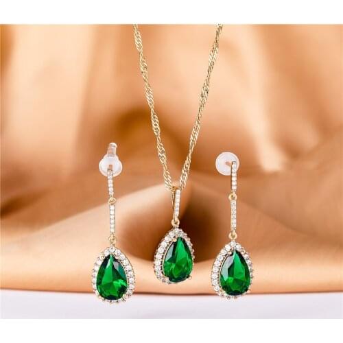 2020 Jennifer New Colorful jewelry set 585 Rose Gold Women Romantic Fashion Natural Water drop copper Jewelry set