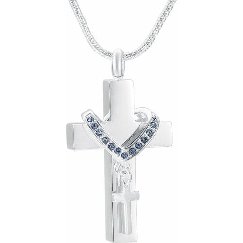 Hold Crystal Collar Cross Stainless Steel Cremation Jewelry Memorial Urn Necklace Ashes Keepsakes Pendant For Women