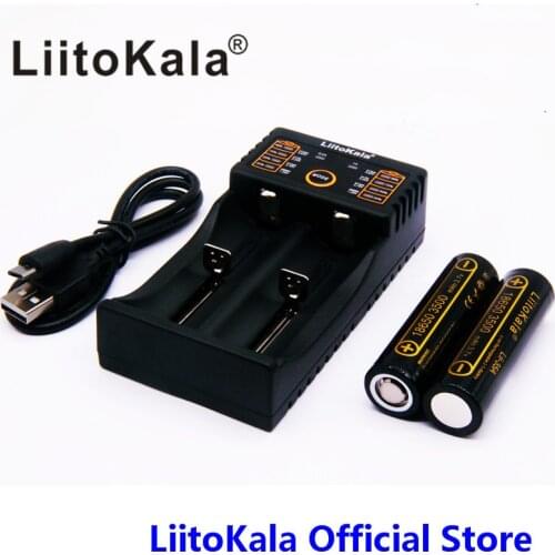 LiitoKala Lii-202 battery charger+2pcs HK LiitoKala Lii-35A 18650 3500mah Rechargeable battery for flashlight,10A discharge