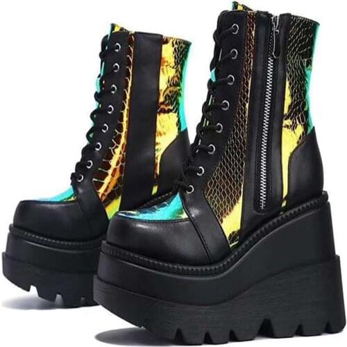 2020 Women 's New Style Autumn Winter Boots Fashion Loose High Heel Color Matching Solid Cheap Women 's Boots Big Size 35 - 43