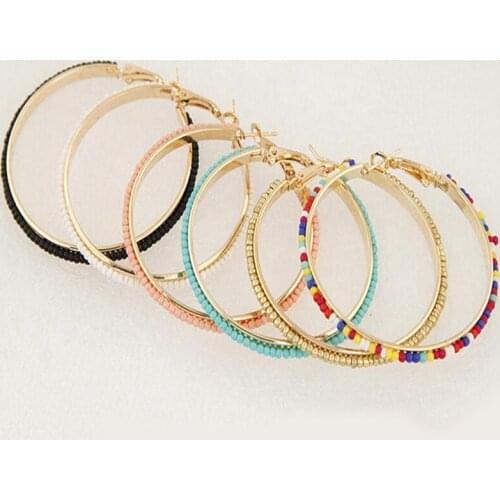 5cm Diameter Bohemian Big Round Hoop Earrings For Women Fashion Gold Color Alloy Earring Female Boho Jewelry