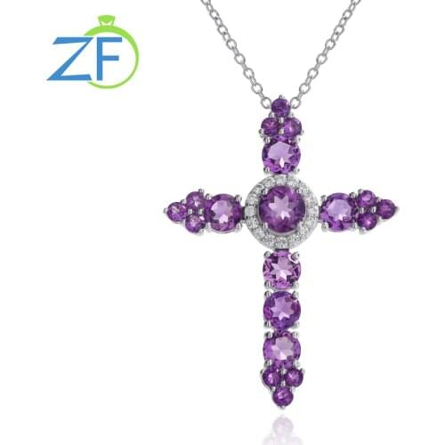 GZ ZONGFA High Quality Red gemstone Handmade 925 sterling silver pendant women jewelry Cross necklace