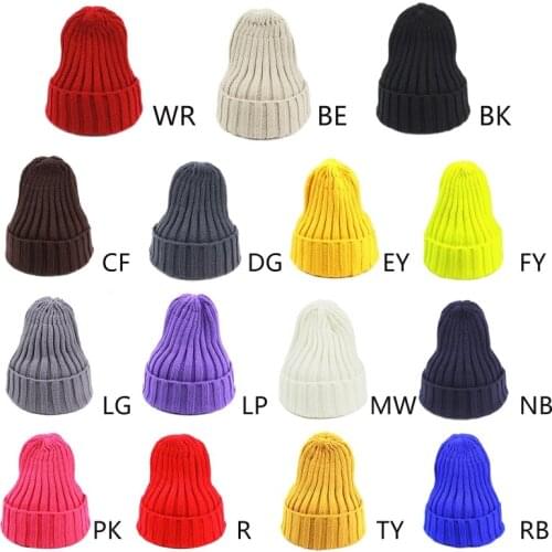 Unisex Winter Chunky Ribbed Knit Pointed Beanie Hat Neon Solid Candy Color Stretch Snow Ski Cuffed Skull Cap Ear Warmer