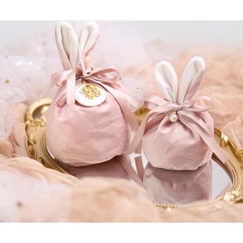 Cute Velvet Easter Bunny Gift Packing Bags 1/3/5pcs Chocolate Candy Storage Bags Jewelry Organizer Party Easter Gift Bag