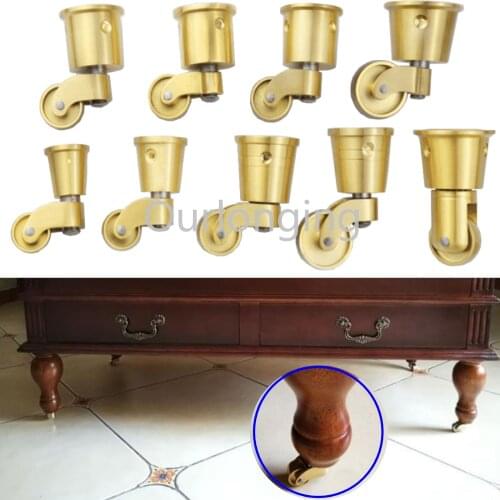 1/4PCS Multi-size Universal Round Cup Caster Wheels Brass Heavy Duty Furniture Legs Wheels For Sofa Chair Cabinet Piano Table