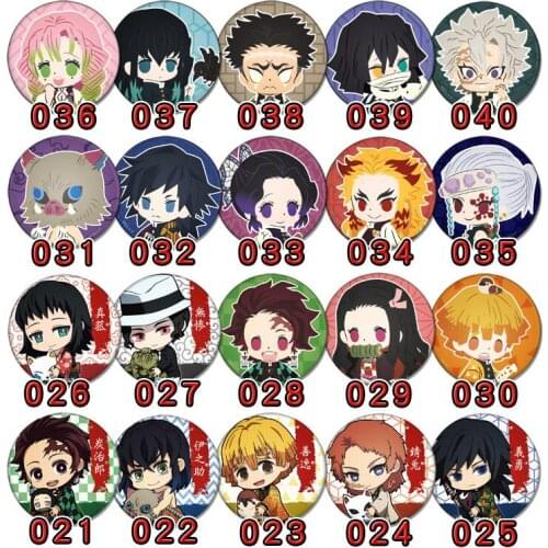 1pc 58mm Demon Slayer: Kimetsu no Yaiba Badges Round Icons Pins Backpack deco