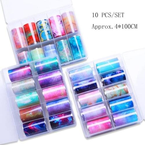 10pcs 100x4cm Nail Foils Marble Pattern Nail Sticker Nail Art Transfer Foils DIY Sticker Decoration Nails Accessories Decals