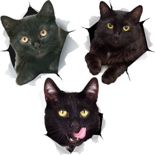 3D Black Fat Cat Sticker for Car Bumper Sticker Decal for Toilet Refrigerator Kitchen Cabient Window Door Car Decal