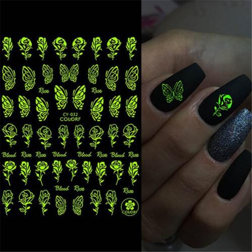 3D Luminous Nail Stickers Flame Butterfly Star Moon Summer Design Glow In The Dark Sliders Manicure Decorations NEW