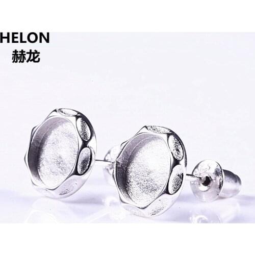 5pcs/lot Sterling Silver 925 Whtie Gold Color 7mm Round Cabochon Semi Mount Fine Jewelry Setting for Amber Agate Opal Turquoise