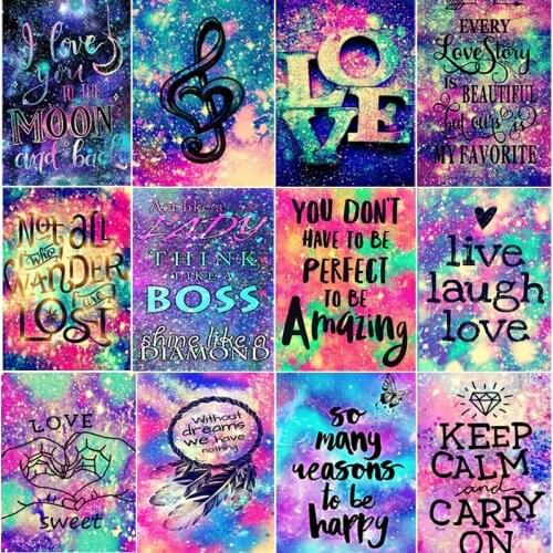 5D DIY Diamond Painting Encouragement Phrases Color Art Font Crystal Cross Stitch Art Mosaic Diamond Embroidery Painting HM6