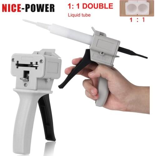 6 Types Gun Component AB Epoxy Sealant Glue Gun Applicator Adhensive Squeeze Mixed 1:1/2:1/4:1/10:1 50CC Manual Caulking