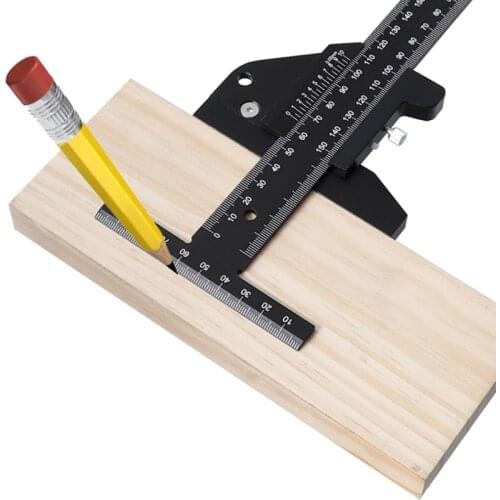 Aluminum Alloy Scale Measuring Scribing Ruler T Shape Multifunction DIY Woodworking Scriber Carpentry Marking Tool