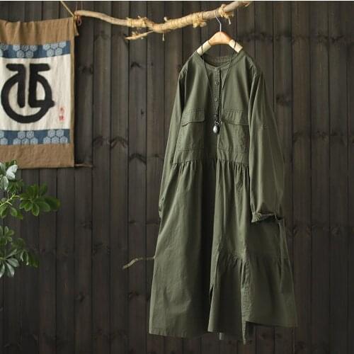 Work Pocket Cotton Irregular Dress Autumn 2021 New Ladies Lace-up Temperament Skirt