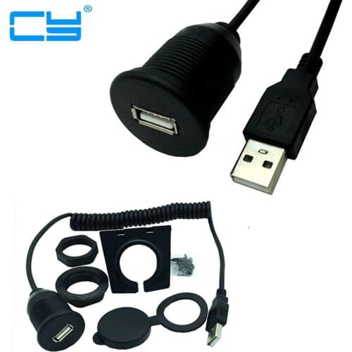 Car Marine Flush Mount USB 2.0 socket extension coiled spring waterproof cable