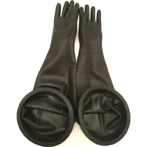 Big thick sand blasting gloves 65cm with gloves holder