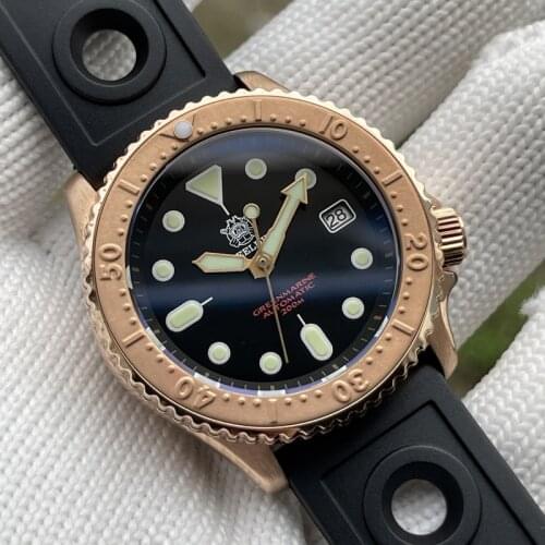 STEELDIVE Bronze Diver Watch For Men,Mens Automatic Watches 200M Waterproof Mechanical Wristwatch C3 Luminous Ceramic Bezel NH35