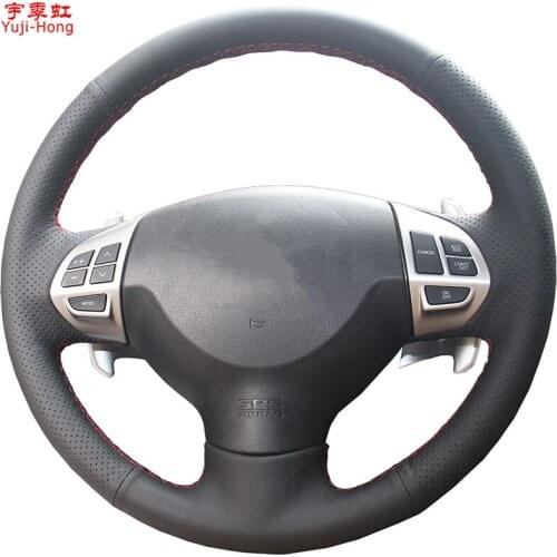 Yuji-Hong Artificial Leather Car Steering Covers Case for Mitsubishi Lancer-EX ASX Outlander 2006-2012 Hand-stitched Cover