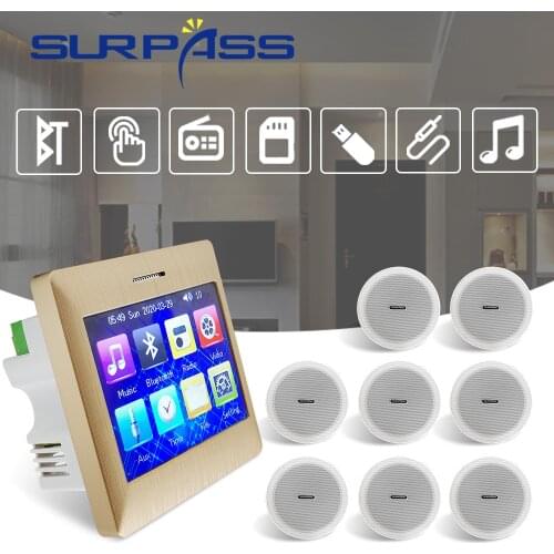 Home Audio System 4 Channel Wall Sound Amplifier Bluetooth FM Radio Stereo Ceiling Speaker Smart Modules Background Music Hotel