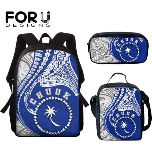 FORUDESIGNS Blue Chuuk With Polynesian Tribe Print 2021 Stylish School Bags for Teenage Boys Backpack Women Mini Travel Rucksack