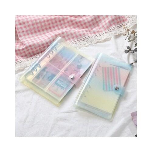 Ins rainbow color PVC six-hole loose-leaf book candy color girl three-inch photo album student star card collection book