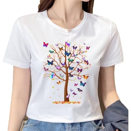 Butterfly Harajuku Y2k Street Cute Comic T-shirt Girl Harajuku Print Casual Fashion Tops Tee Female Trendy Clothes
