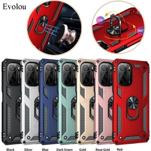 Hybrid Armor Shockproof Bumper Phone Case For POCO M3 Pro F3 F2 X2 Magnetic Ring Holder Back Cover For Xiaomi POCO X3 Pro X3 NFC