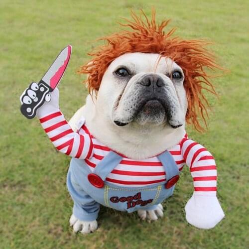 Halloween Scary Dog Deadly Doll Costumes Funny Pet Clothes Cosplay Costume Christmas Outfits Set Dog Festival Party Dress Up Clo