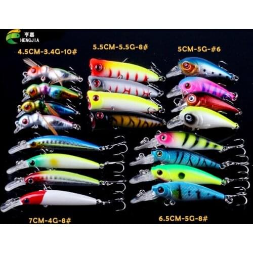 HENGJIA New Arrival 20pcs Fishing Lures Artificial High Quality Set Mixed 5 Models Hard Baits Bass Crankbait Wobblers Fish bait