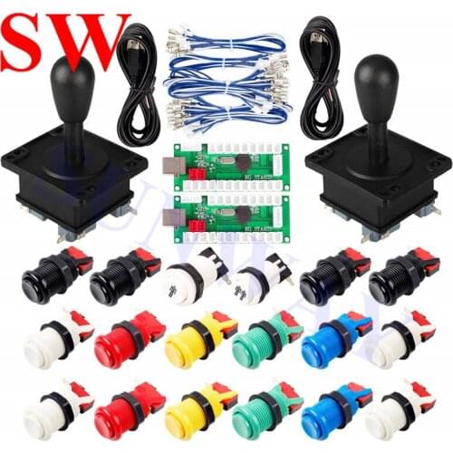 Happ Type Classic Arcade Game DIY Part for Mame 2X Zero Delay USB Encoder to PC Games + 2X 8 Way Joystick + 18x Happ Buttons