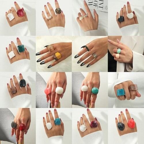 Ring For Women Girl Set Finger Jewelry 2021 Trend Fashion Vintage Luxury Acrylic Resin Ring Punk Boho Aesthetic Gift anillo goth