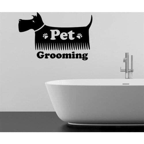 KUCADA pet dog cat grooming salon wall sticker for wall decoration removable diy black pvc wallpaper art decor WP2816