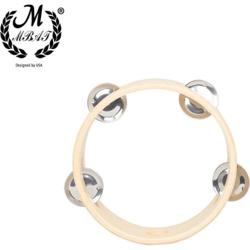 M MBAT Orff Instrument Childrens Wooden Environmental Tambourine Bell Circle Rattle Percussion Instrument Baby Shaker Toys