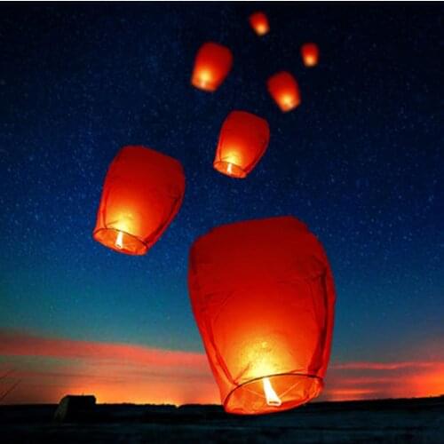10-30Pcs Chinese Paper Sky Flying Wishing Lanterns Fly Candle Lamps Wishing Light Christmas Party Wedding Festival Decoration