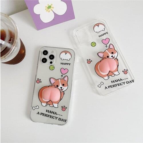 Love Cartoon Dog Anti-Stress Clear TPU Soft Transparent Phone Case Cover For iPhone 7 8 Plus SE 2020 11 12 Pro Max X XR XS Max