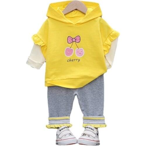 New Baby Girls Cotton Clothing Sets Spring Autumn Infant Splicing Hoodies Pants 2Pcs/Sets Fashion Kids Clothes Casual Tracksuits